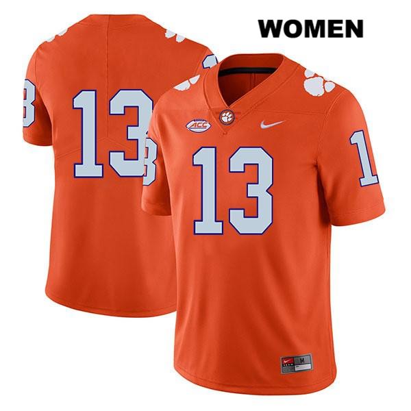 Women's Clemson Tigers #13 Tyler Davis Stitched Orange Legend Authentic Nike No Name NCAA College Football Jersey XGA3646EM